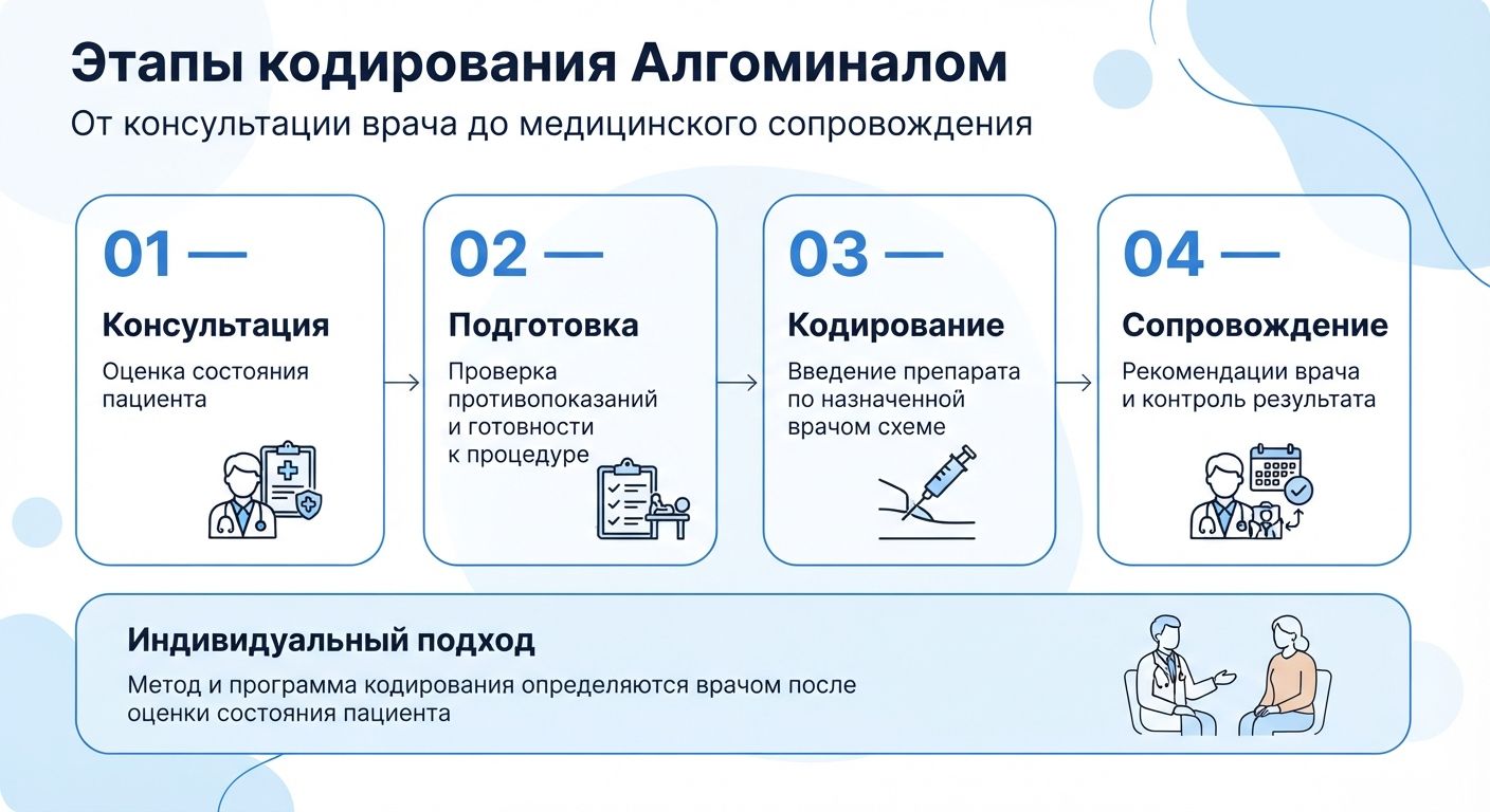 Кодирование препаратом «Алгоминал» в Эсто-садке инфографика